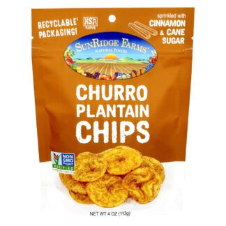 Churro Plantain Chips - 12 Count, 4 oz Bag